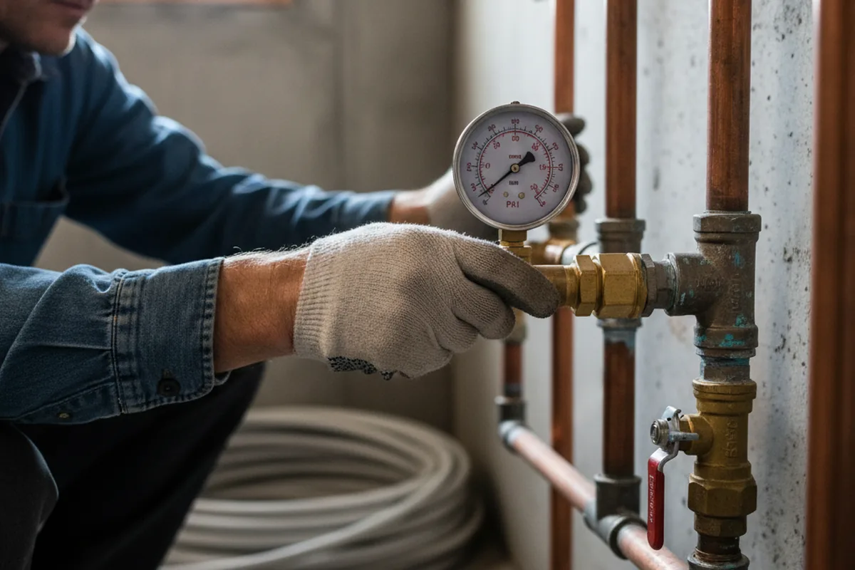Pressure testing a repaired line during Water Line Repair in Madisonville